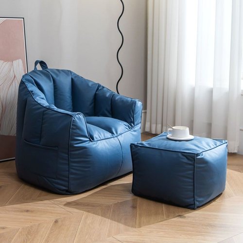 Marineblau Tropfen Sitzsack Mit Hocker